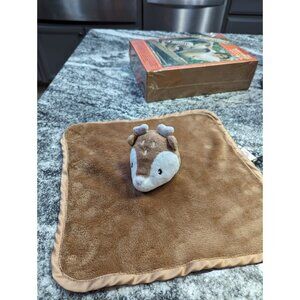 Parents Choice Reindeer Lovey Security Blanket Fuzzy Fleece Plush 12x12